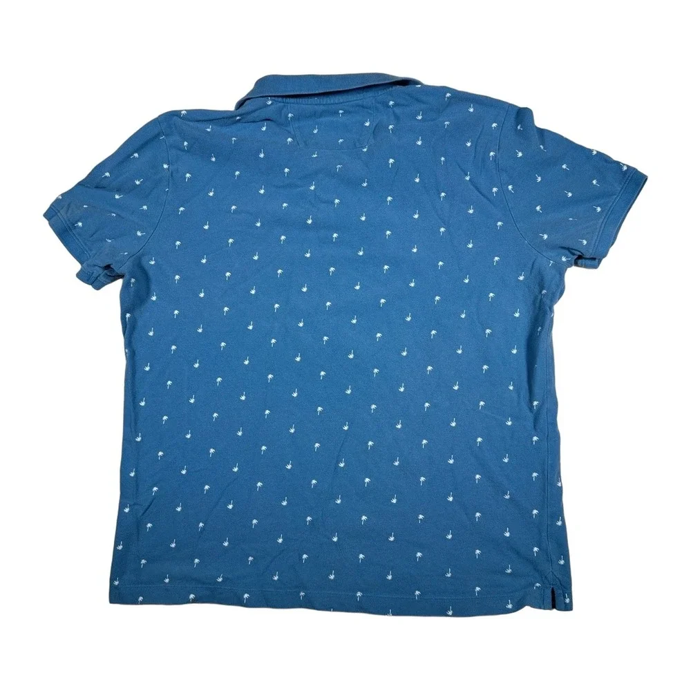 Banana‎ Republic Mens Palm Tree Print Polo Shirt Blue XL Cotton Blend